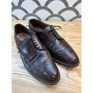 Allen Edmonds Mens Concord Oxford Size 9.5 D Burgundy Wingtip Brogue Dress Shoe